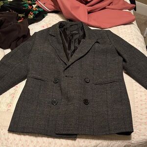 Urban Outfitters oversized Charcoal Double-Breasted Blazer